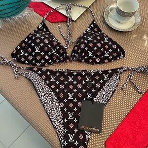 Louis Vuitton Black and White Bikini Swimwear